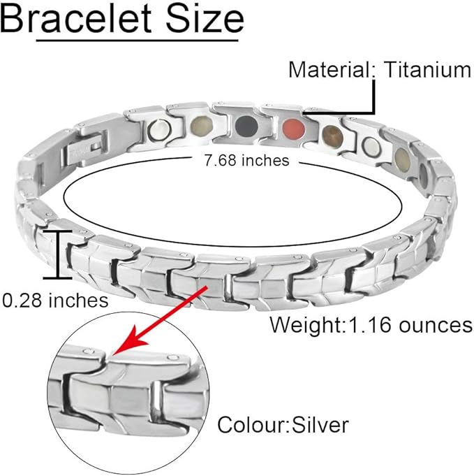 Pulsera de terapia magnética titanio con regulador para la pérdida de peso - additional image 3