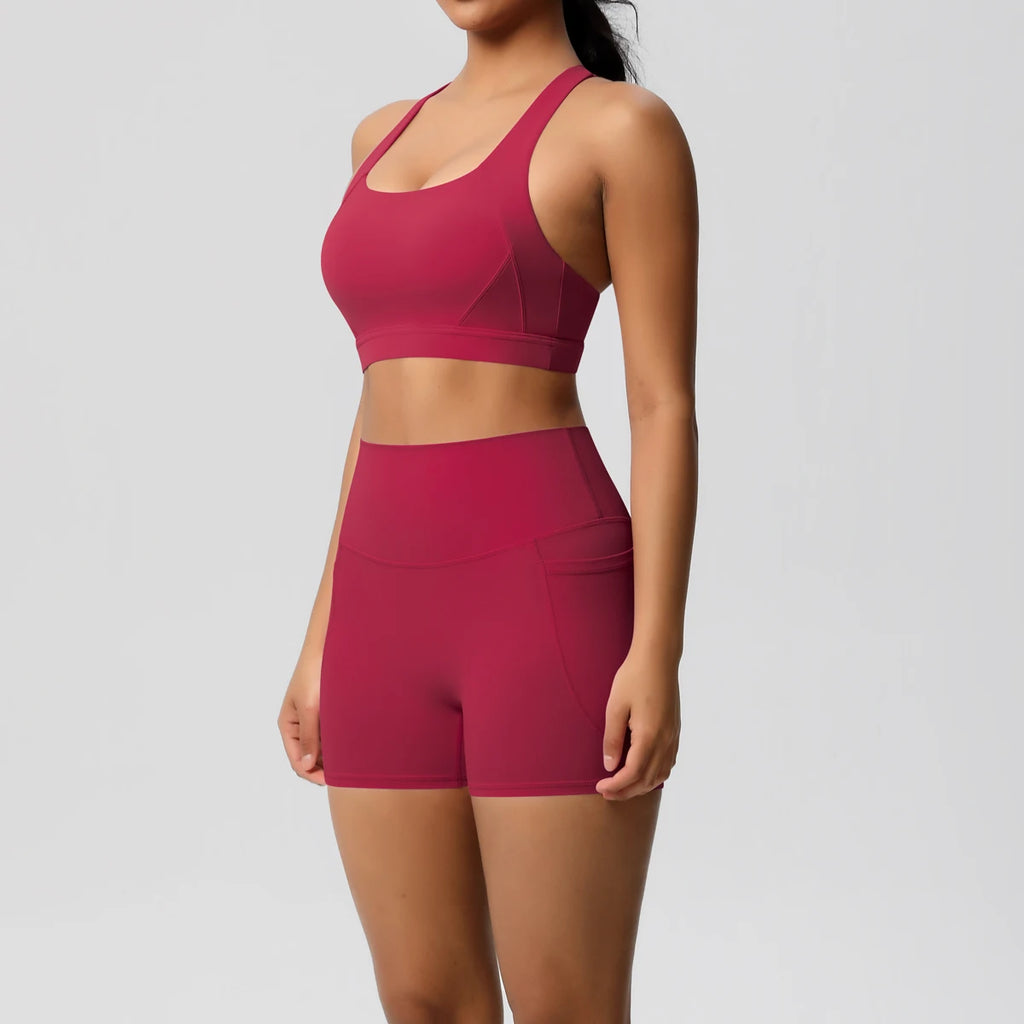 Conjunto desportivo de mulher de 2 peças para ioga e ginásio com bolsos