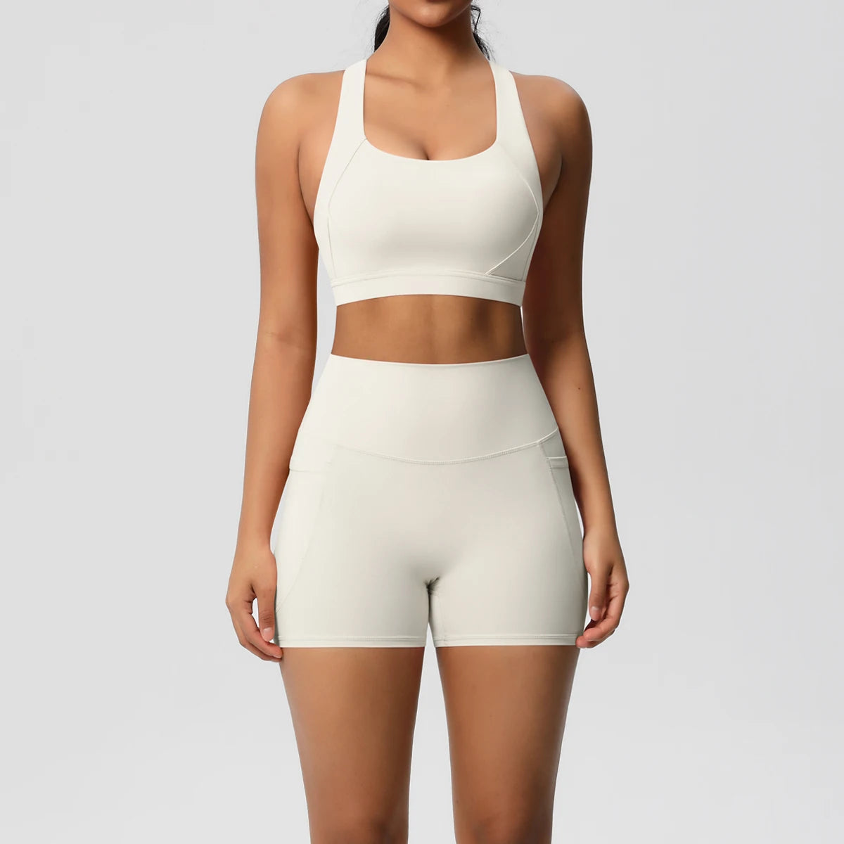 Conjunto desportivo de mulher de 2 peças para ioga e ginásio com bolsos