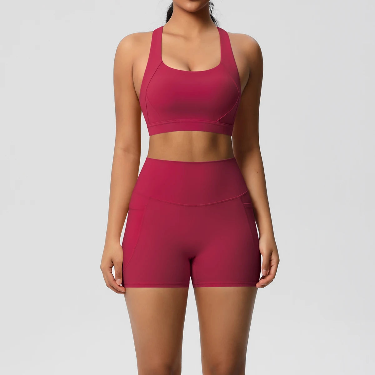 Conjunto desportivo de mulher de 2 peças para ioga e ginásio com bolsos