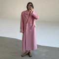 Casaco oversized de mulher com lapela e abotoamento duplo – estilo vintage para outono/inverno
