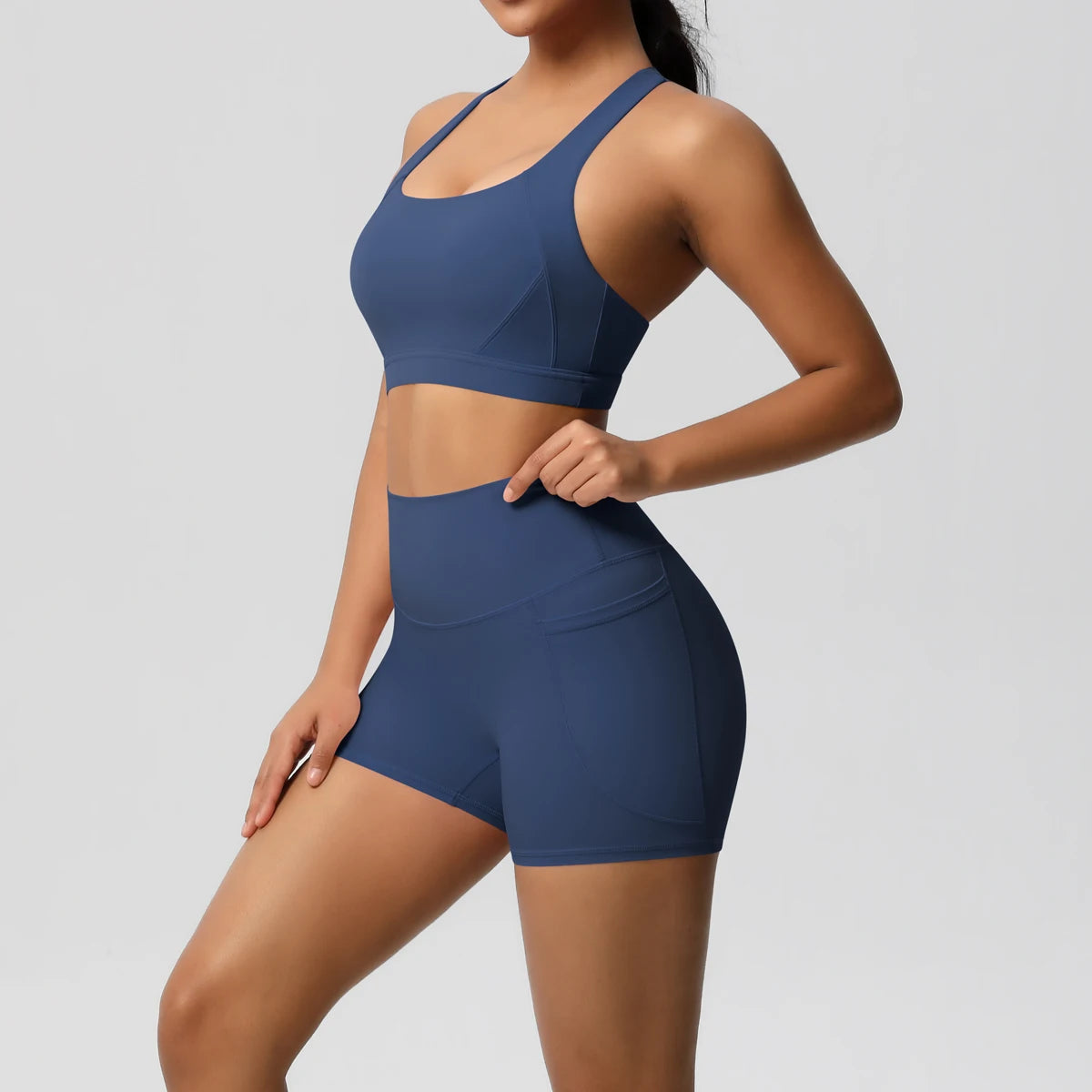 Conjunto desportivo de mulher de 2 peças para ioga e ginásio com bolsos