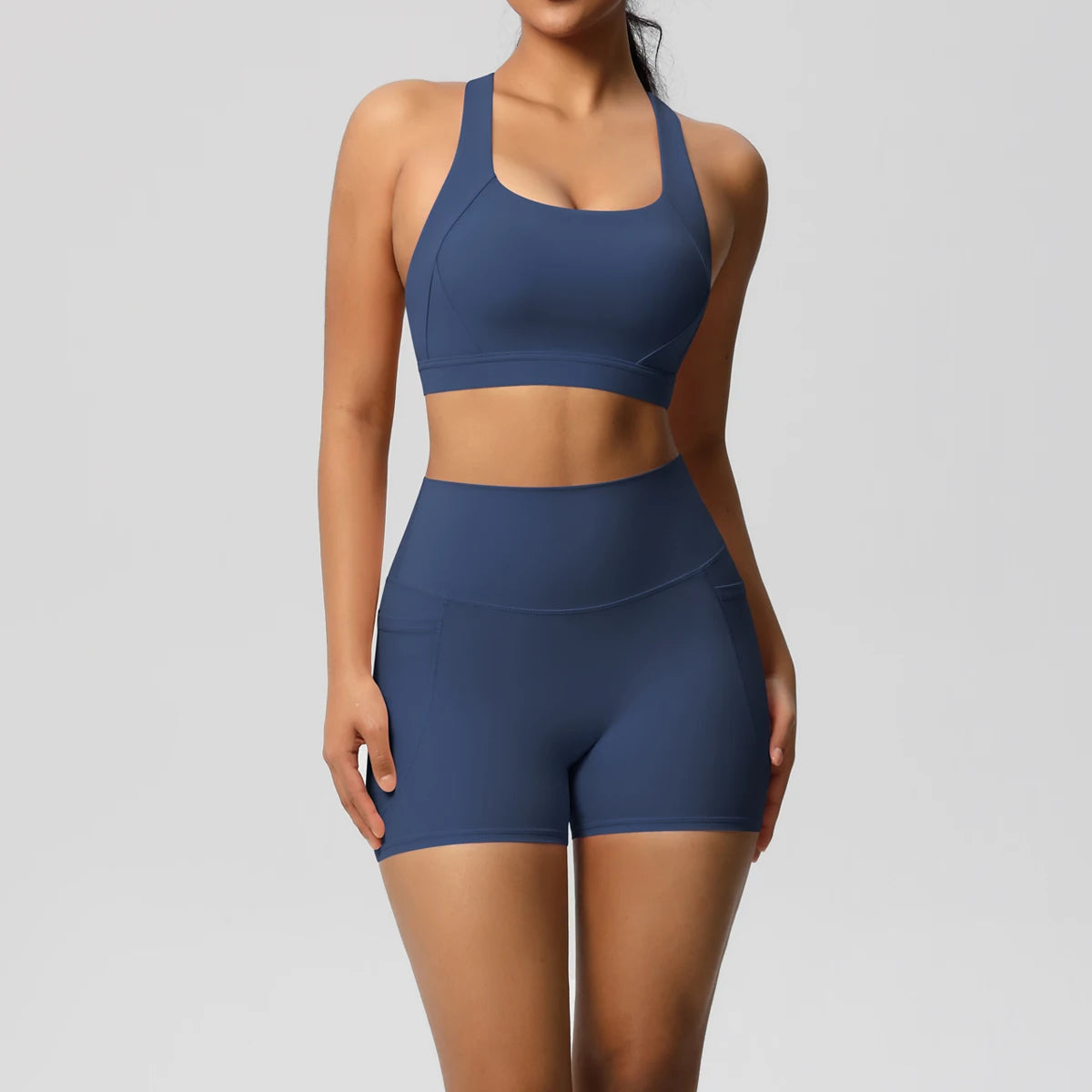Conjunto desportivo de mulher de 2 peças para ioga e ginásio com bolsos