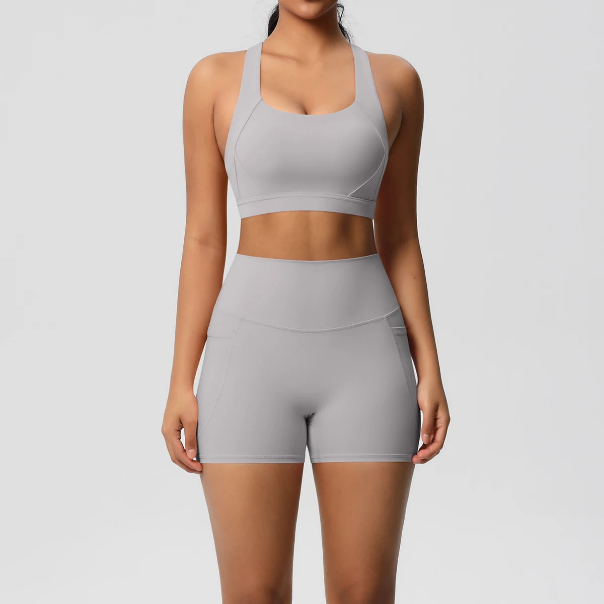 Conjunto desportivo de mulher de 2 peças para ioga e ginásio com bolsos