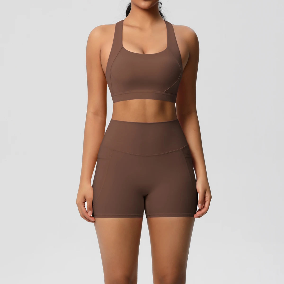 Conjunto desportivo de mulher de 2 peças para ioga e ginásio com bolsos