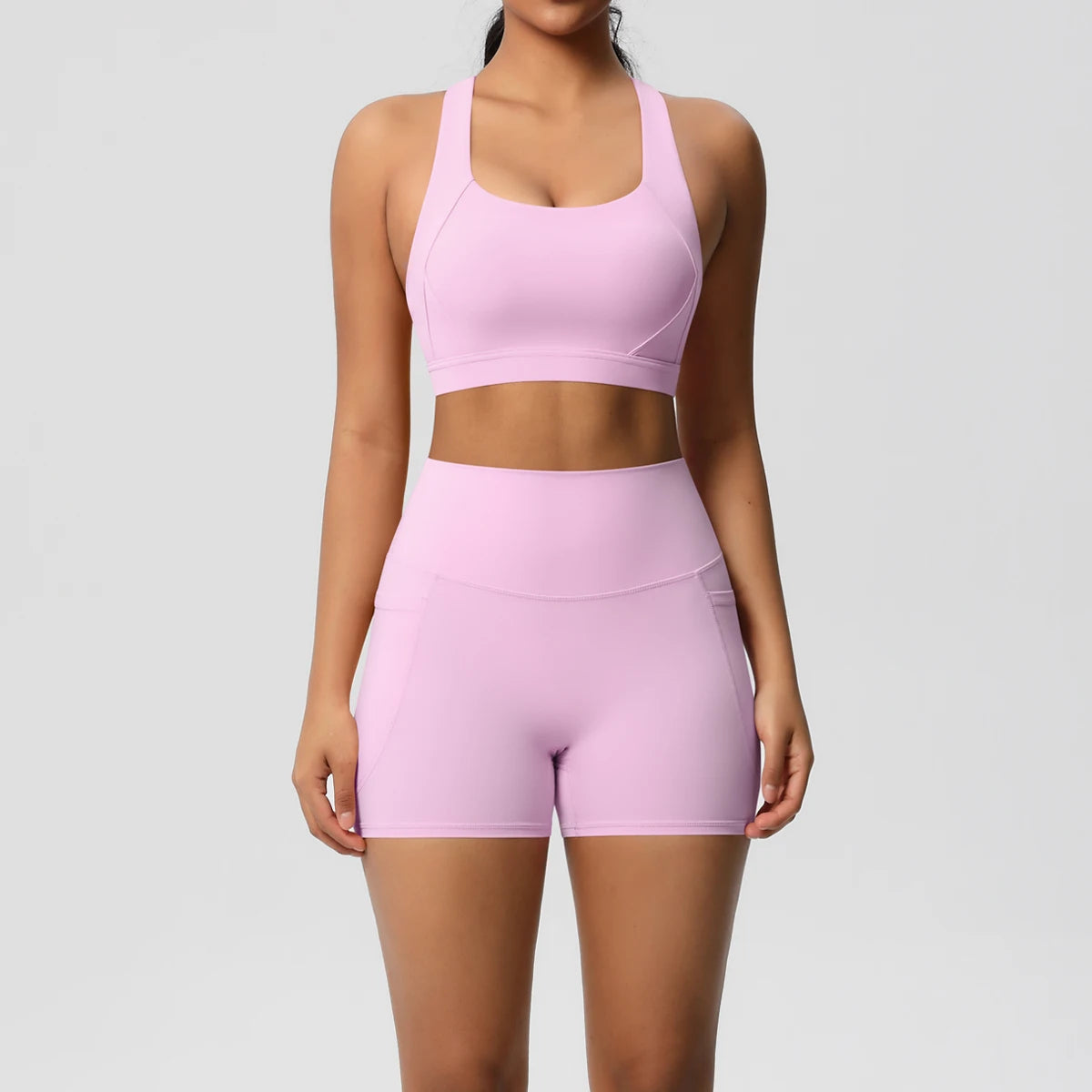 Conjunto desportivo de mulher de 2 peças para ioga e ginásio com bolsos