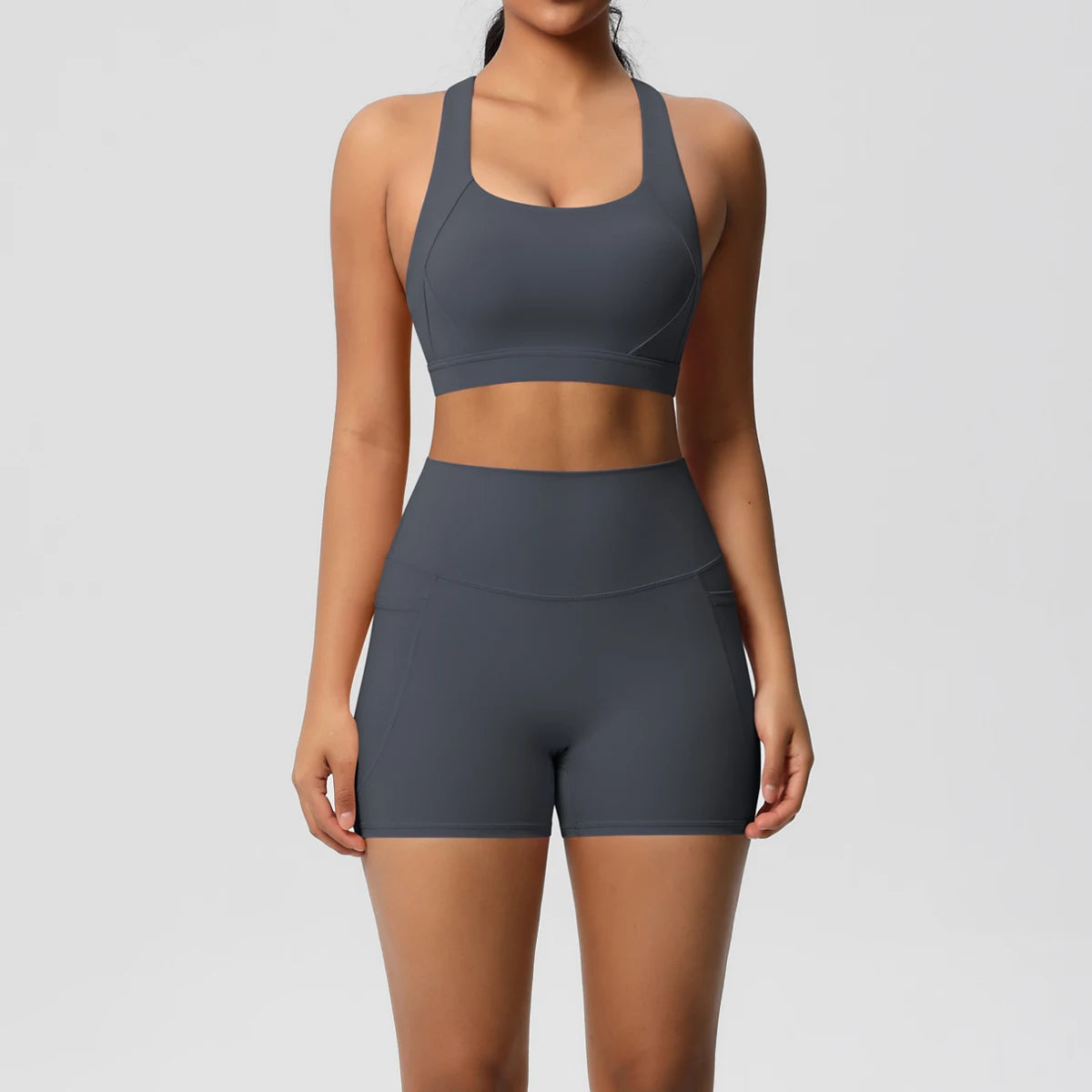 Conjunto desportivo de mulher de 2 peças para ioga e ginásio com bolsos