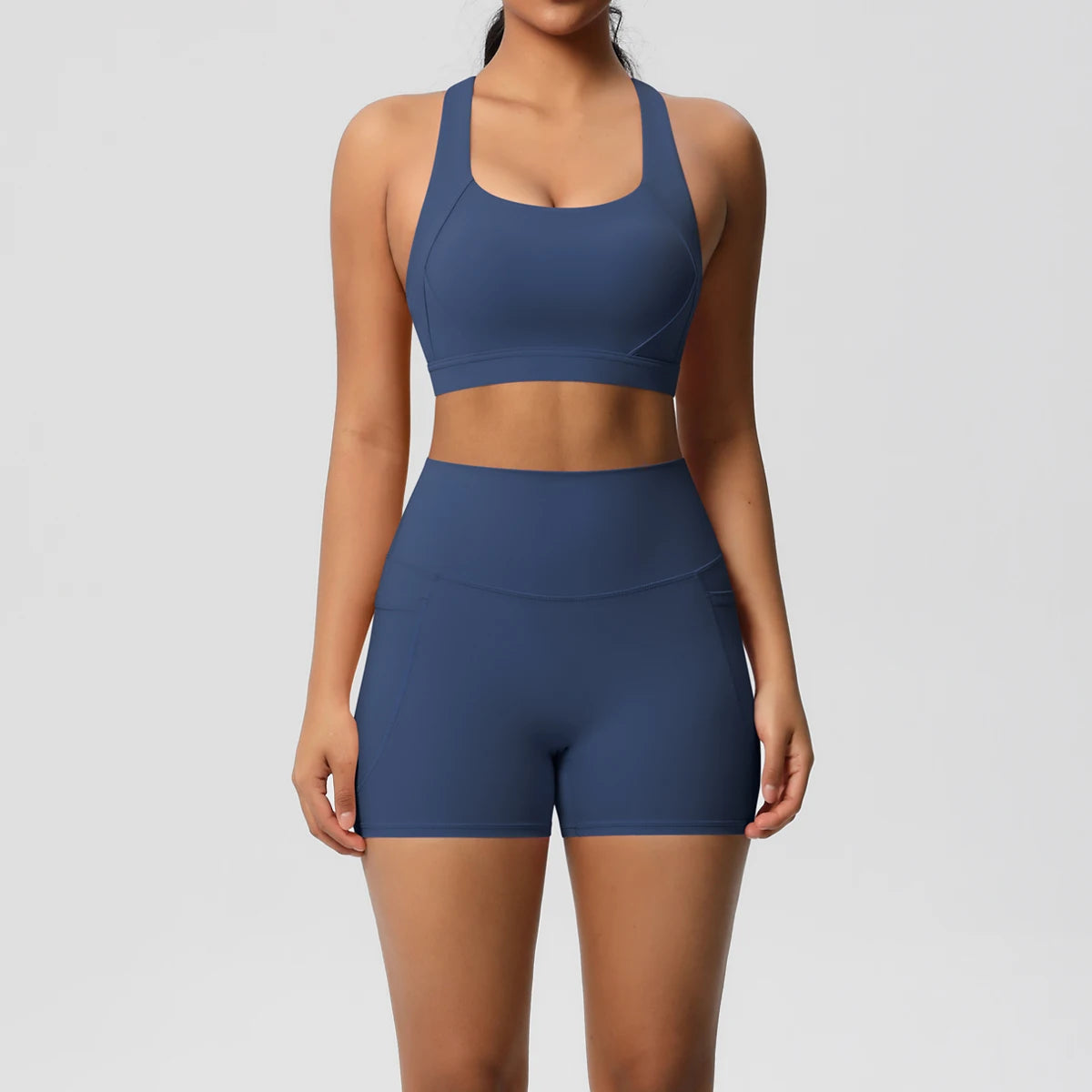 Conjunto desportivo de mulher de 2 peças para ioga e ginásio com bolsos